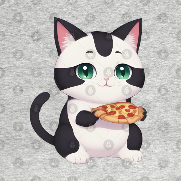 Cute Cat Eating a Pizza by PHDesigner